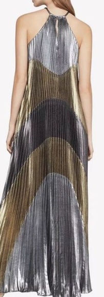 BCBG Metallic Color-blocked Pleated Gown - Picture 8 of 8